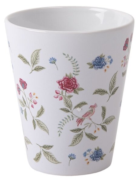 Biely hrnček s potlačou kvetín - Ø 9 * 10 cm / 300 ml - Clayre & Eef