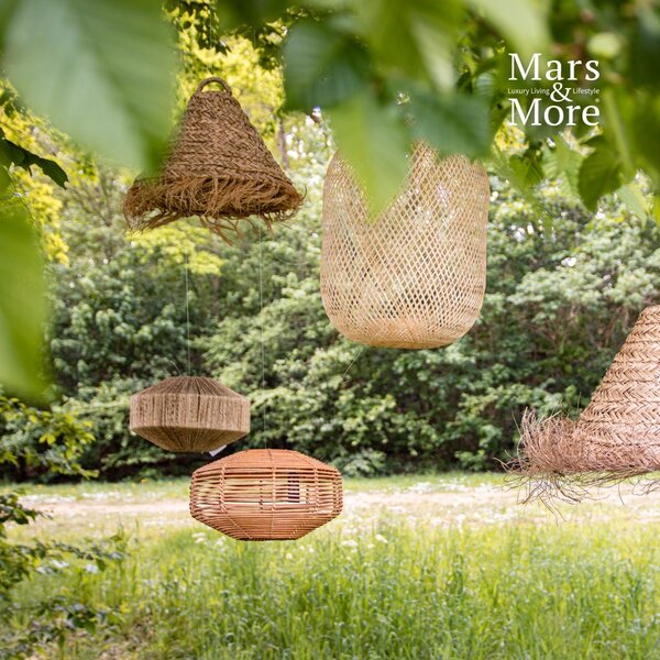 Prírodná okrúhla nástenná ratanová lampa Billi - Ø32*20cm - Mars & More