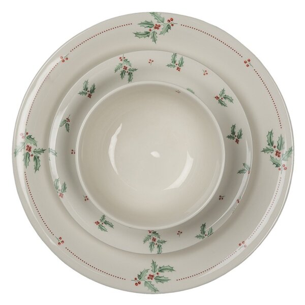Porcelánová miska s cezmínou Holly Christmas - Ø 14*7 cm / 500 ml - Clayre & Eef