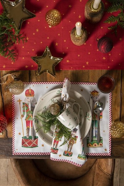 Červený bavlnený behúň na stôl Happy Little Christmas - 50*160 cm - Clayre & Eef