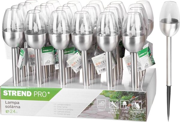 24 ks Lampa Strend Pro Candle, solárna, 1x LED, nerez, 6x28 cm, Sellbox 24 ks