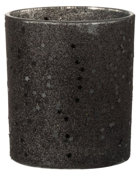 Čierny sklenený svietnik baubles stars black - Ø 9 * 10 cm - J-Line by Jolipa