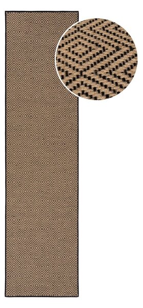 Jutový behúň na schody v čierno-prírodnej farbe 60x800 cm Diamond – Flair Rugs