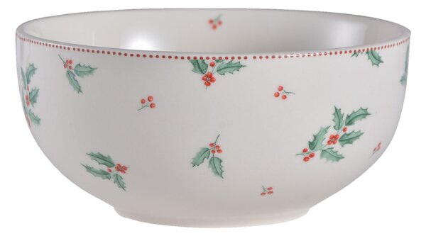 Porcelánová miska s cezmínou Holly Christmas - Ø 14*7 cm / 500 ml - Clayre & Eef