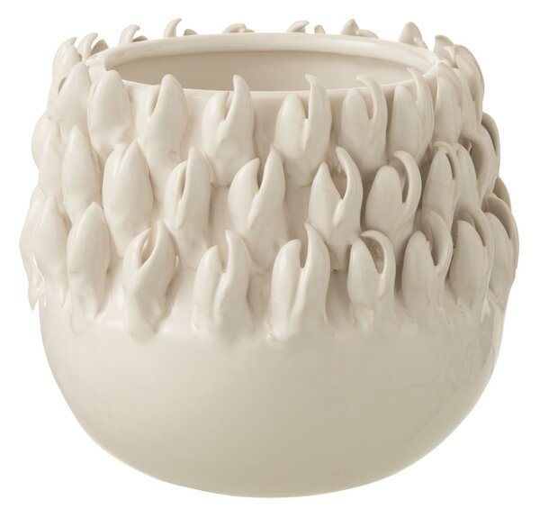 Krémový keramický obal na kvetináč Ibiza white - Ø 15*14cm - J-Line by Jolipa