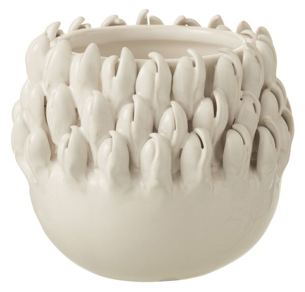 Krémový keramický obal na kvetináč Ibiza white - Ø 13 * 12cm - J-Line by Jolipa