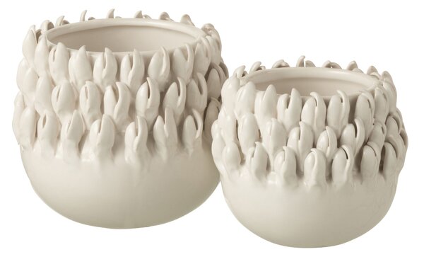 Krémový keramický obal na kvetináč Ibiza white - Ø 15*14cm - J-Line by Jolipa