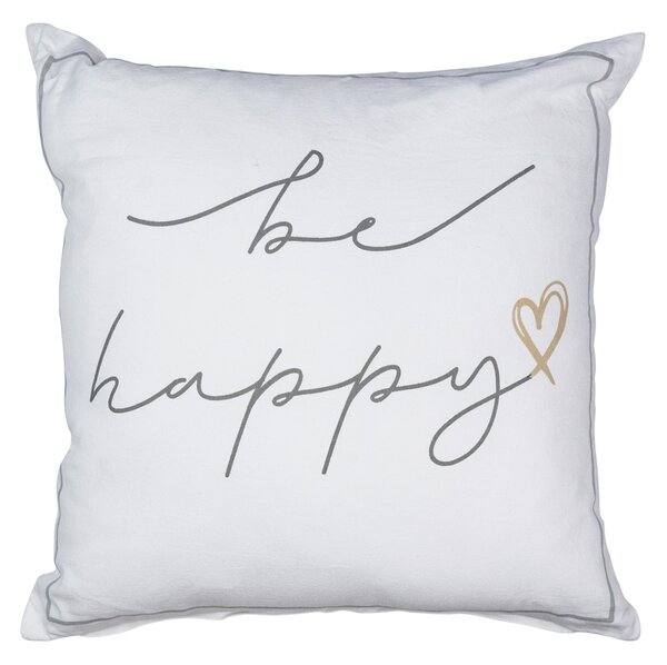 Štvorcový bavlnený vankúš Be happy - 45 * 12 * 45cm - Mars & More