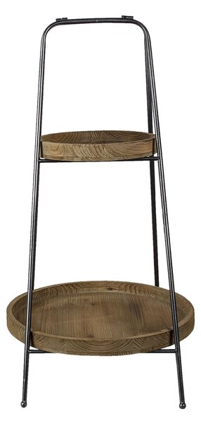 2poschodový kovový etažér s drevenými podnosy Suzane - Ø46 * 74 cm - Clayre & Eef