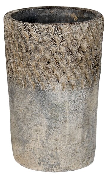 Šedý antik cementový vysoký kvetináč S - Ø 12*19 cm - Clayre & Eef