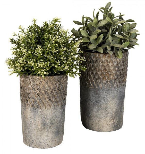 Šedý antik cementový vysoký kvetináč S - Ø 12*19 cm - Clayre & Eef