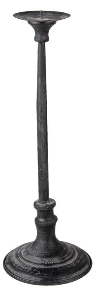 Černý kovový svícen s patinou Baylee - Ø 14*42 cm - Clayre & Eef