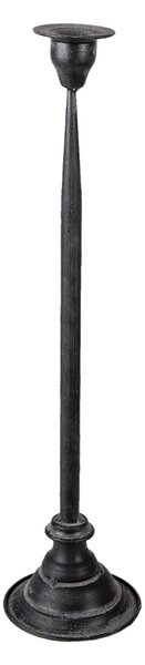 Kovový čierny svietnik s patinou Amedeo L - Ø 11*47 cm - Clayre & Eef