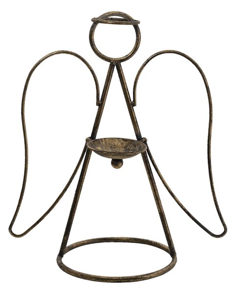 Zlatý antik kovový svietnik Anjel -26*16*21 cm - Clayre & Eef