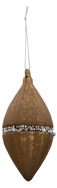 Hnedá vianočná ozdoba so strieborným zdobením (sada 4ks) - 7*7*14 cm - Clayre & Eef
