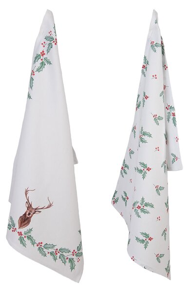 Sada 2 bavlnených kuchynských utierok Holly Christmas - 50*70 cm - Clayre & Eef