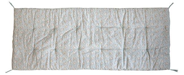 Zelený kvetovaný podsedák s výplňou na lavici so strapcami MIP - 180 * 70 cm - Chic Antique