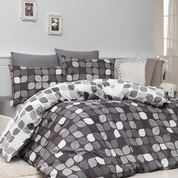 Bavlnené posteľné obliečky BUNKU sivá francúzska posteľ