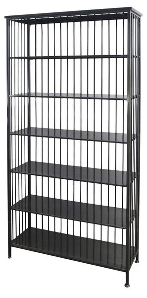 Čierny kovový regál / knižnica s policami Vinni - 95 * 38 * 195cm - Chic Antique