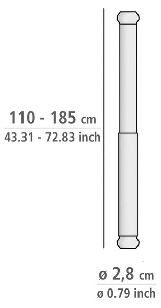 Teleskopická tyč v striebornej farbe do kúpeľne Wenko Luz, dĺžka 110-185 cm