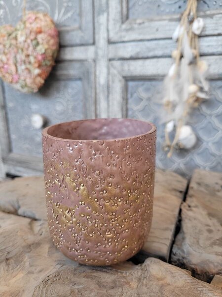 Ružovo-zlatý sklenený svietnik Tobri - Ø 8 * 9 cm - Light & Living