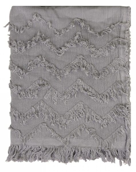 Slabučký mocca bavlnený pléd s třásňovitým vzorom Datta - 135 * 152 cm - Chic Antique