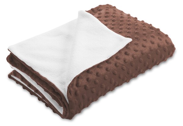 Biante Detská obojstranná deka Minky TOP 3D bodky/Polar MKP-052 Čokoládovo hnedá 75x100 cm