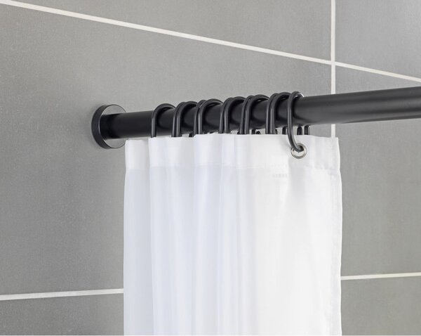 Čierna teleskopická tyč do kúpeľne Wenko Luz, dĺžka 110-185 cm