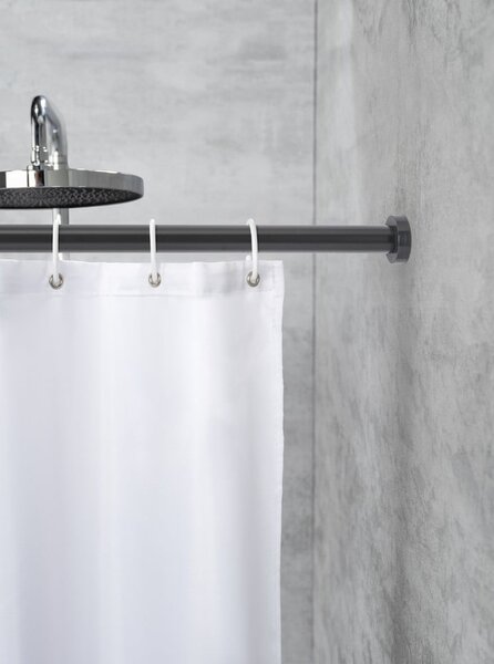 Čierna teleskopická tyč do kúpeľne Wenko Luz, dĺžka 110-185 cm