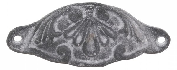 Šedá liatinová úchytka s ornamentovým zdobením - 11*3*4 cm - Chic Antique