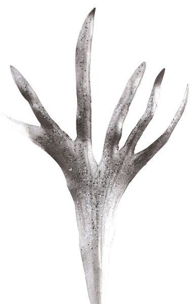 Dekoračné strieborná kvetina s trblietkami Horns - 26 * 90cm - J-Line by Jolipa