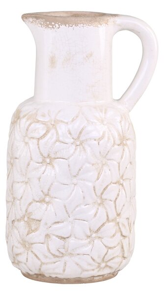Krémový keramický džbán s kvetmi Colmar - 16 * 14 * 30cm - Chic Antique