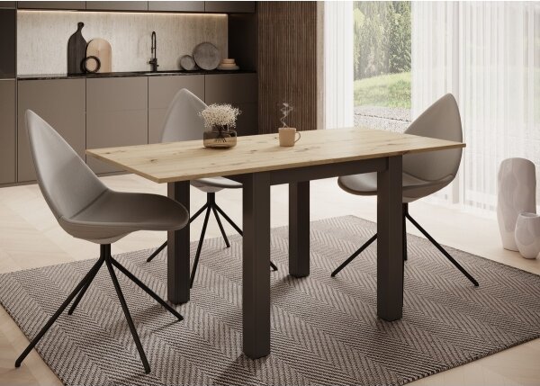 Rozkladací jedálenský stôl ZARO 80/160x80 cm dub artisan/čierna