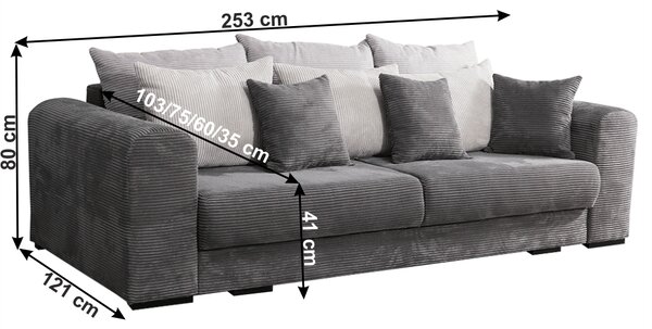 KONDELA Extra priestranná pohovka, sivá/svetlosivá/béžová, GILEN BIG SOFA