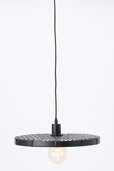 Čierne ratanové svetlo Paloma s výpletom - Ø 40 * 3cm / E27 - Light & Living