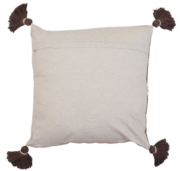 Hnedý károvaný vankúš Araz old brown so strapcami - 45 * 45 cm - Light & Living