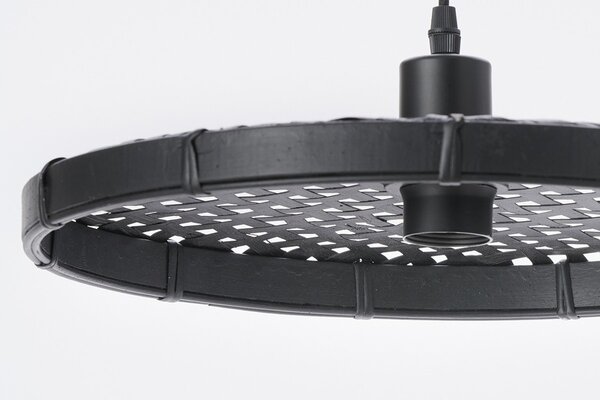 Čierne ratanové svetlo Paloma s výpletom - Ø 40 * 3cm / E27 - Light & Living