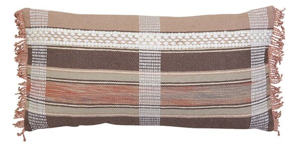 Hnedý károvaný vankúš Araz old brown so strapcami - 60 * 30 cm - Light & Living