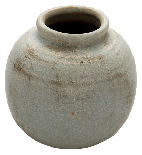 Keramická sivá antik váza s patinou Orabel - Ø8*8 cm - Clayre & Eef