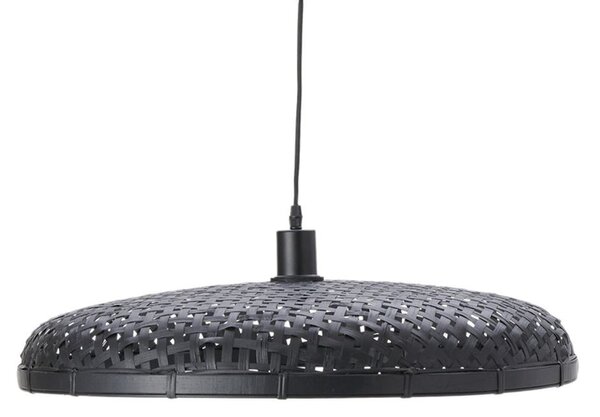 Čierne ratanové svetlo Paloma s výpletom - Ø 60*9cm / E27 - Light & Living