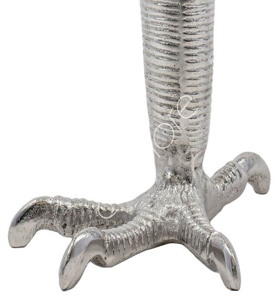 2ks strieborný kovový svietnik v tvare slepačích nôh Claw - 11 * 16 * 18cm - Colmore by Diga
