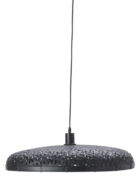 Čierne ratanové svetlo Paloma s výpletom - Ø 60*9cm / E27 - Light & Living