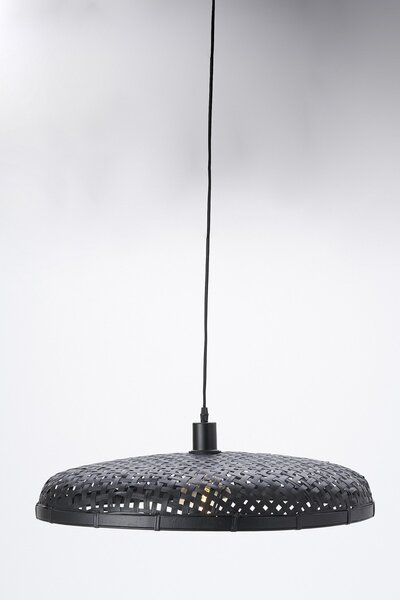 Čierne ratanové svetlo Paloma s výpletom - Ø 60*9cm / E27 - Light & Living