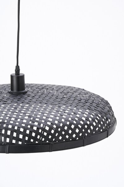Čierne ratanové svetlo Paloma s výpletom - Ø 60*9cm / E27 - Light & Living