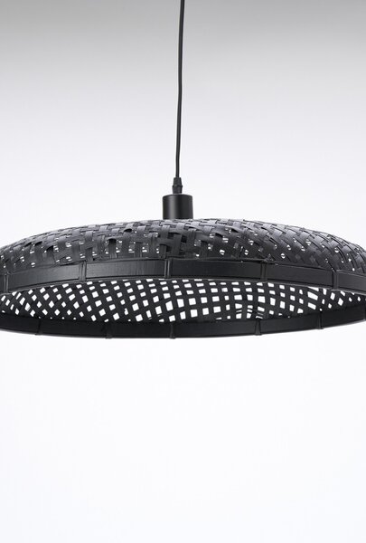 Čierne ratanové svetlo Paloma s výpletom - Ø 60*9cm / E27 - Light & Living
