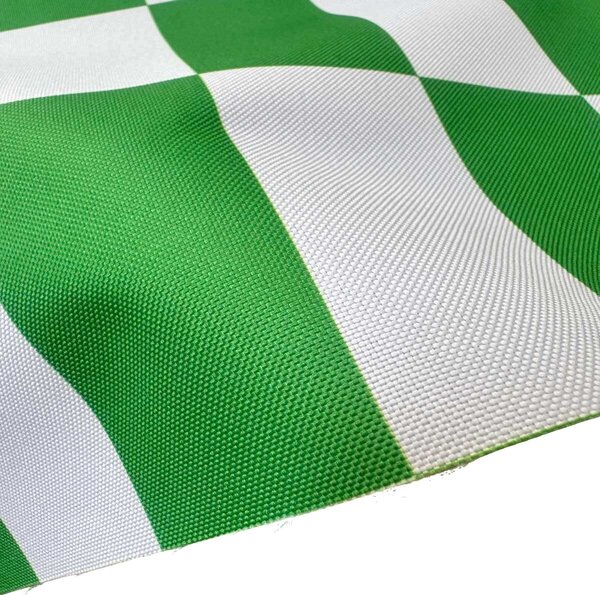 Látka do exteriéru na zahradné lehátka a húpacie siete, farba Bielo-Zelená Šachovnica 5x10 cm