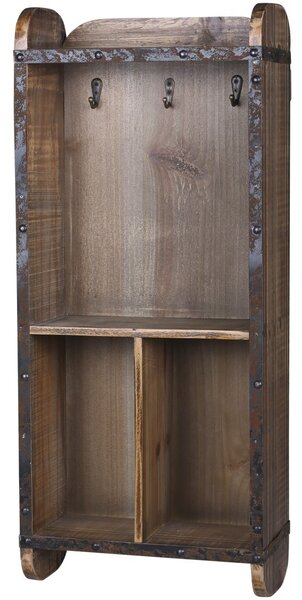 Hnedá drevená nástenná skrinka na kľúče - 26*12*60cm - Chic Antique