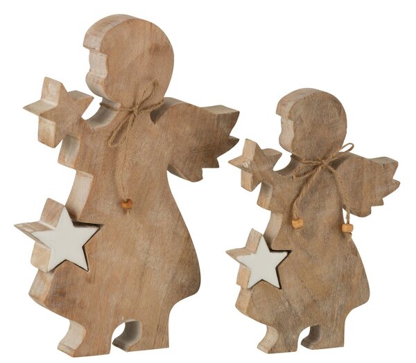 Drevený anjel s vyberací hviezdou - 15 * 2,5 * 23cm - J-Line by Jolipa