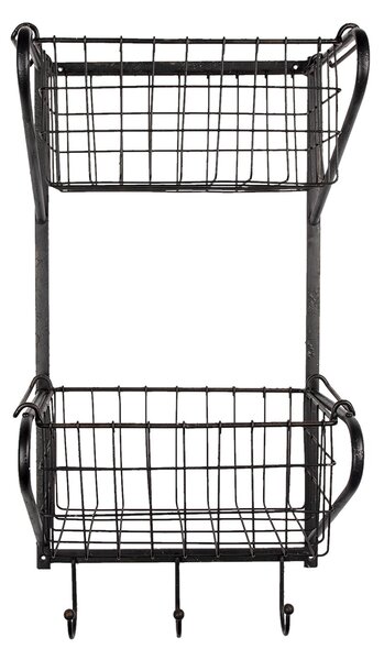 Nástenný kovový vešiak s košíkmi Bettie - 31*22*63 cm - Clayre & Eef