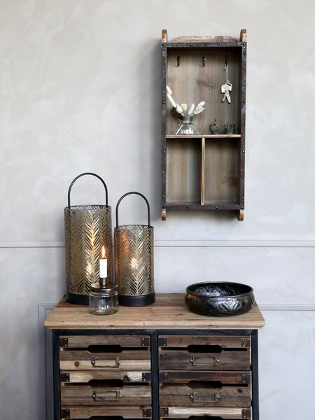 Hnedá drevená nástenná skrinka na kľúče - 26*12*60cm - Chic Antique